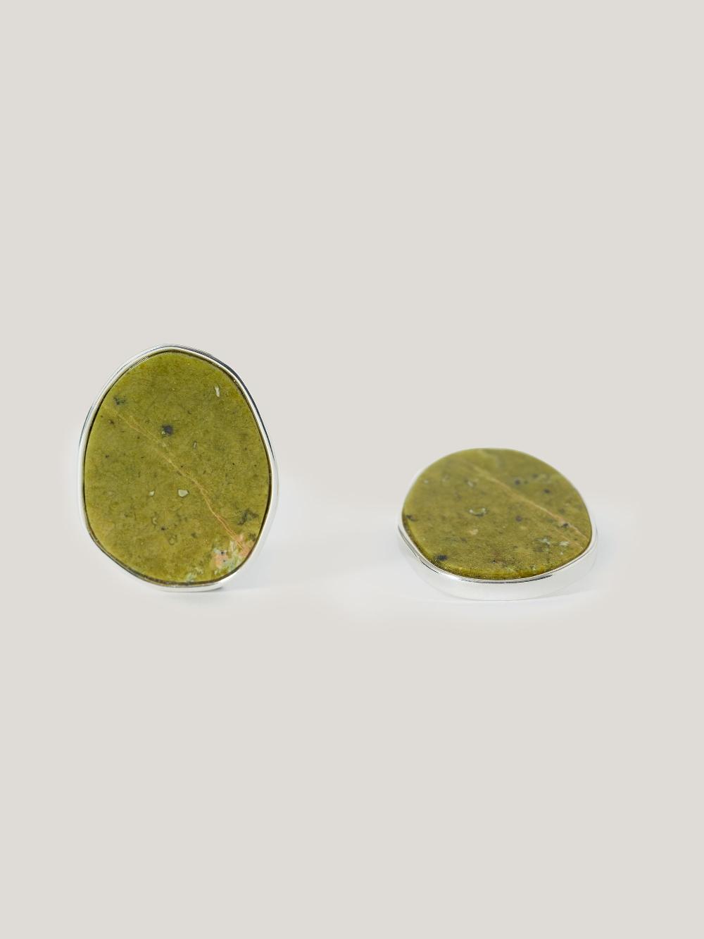 Jigsaw Green Jasper Disc Earring Green