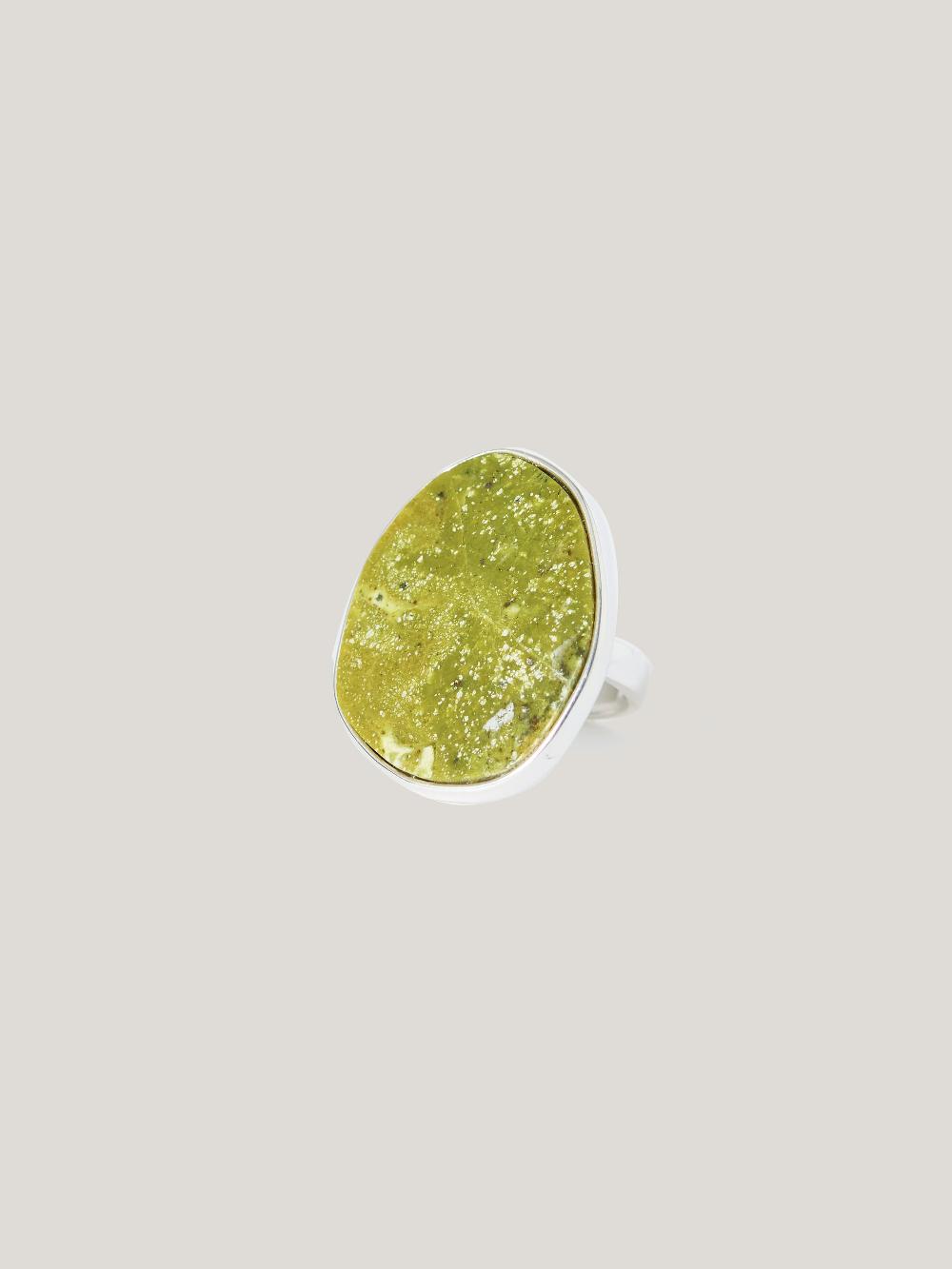 Jigsaw Green Jasper Disc Ring Green