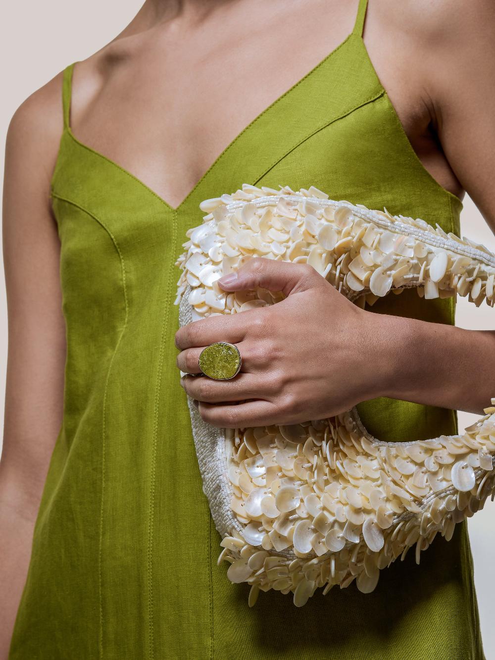 jigsaw Green Jasper Disc Ring Green