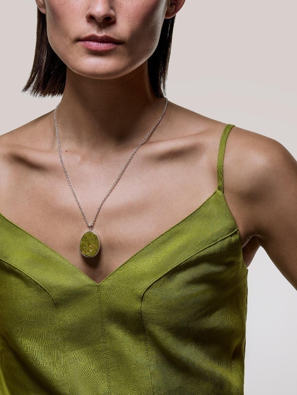 Jigsaw Green Jasper Pendant Necklace Green