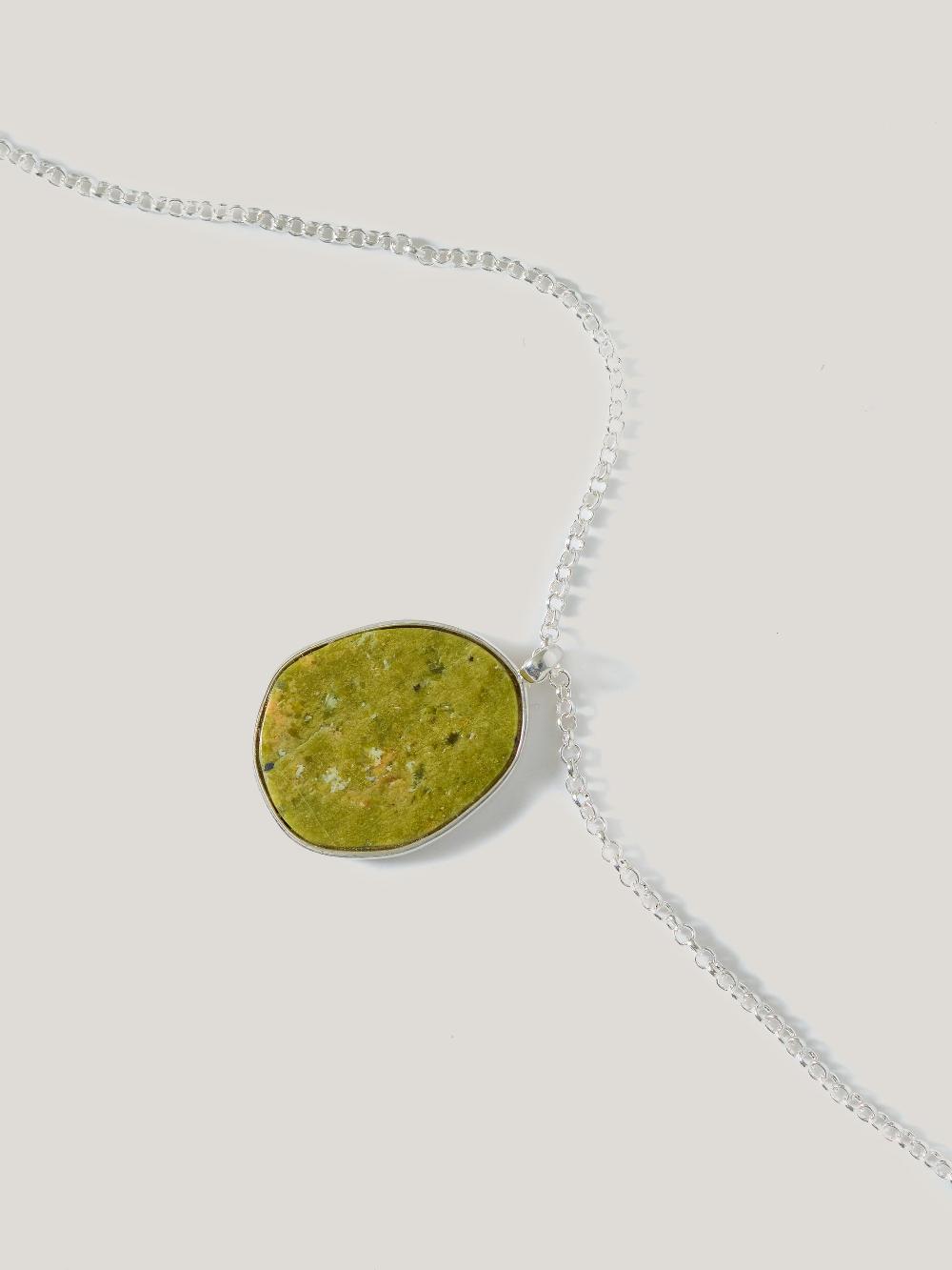 Jigsaw Green Jasper Pendant Necklace Green