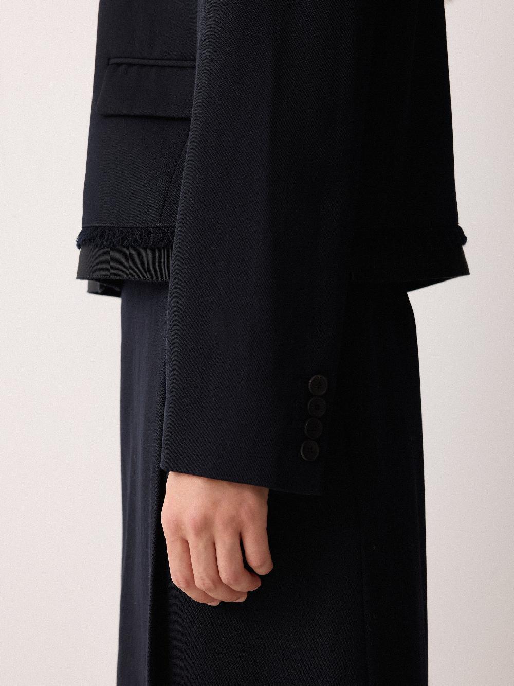 Jigsaw Grosgrain Trim Cropped Jacket Dark Navy
