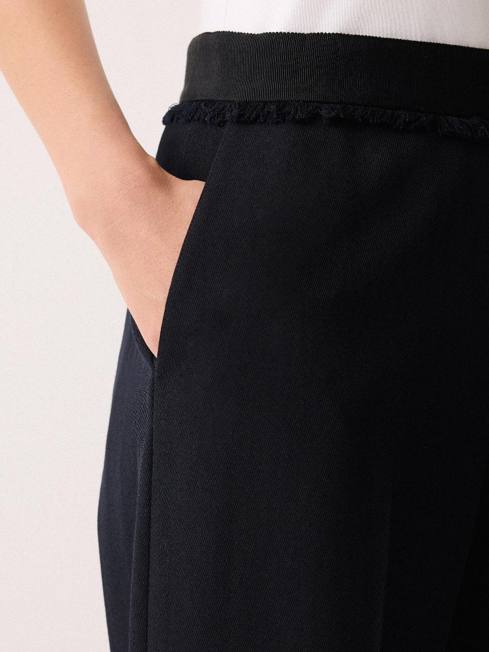 Jigsaw Grosgrain Trim Cropped Trouser Dark Navy