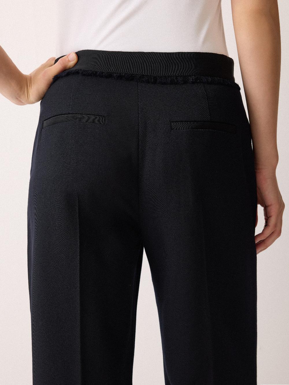 Jigsaw Grosgrain Trim Cropped Trouser Dark Navy