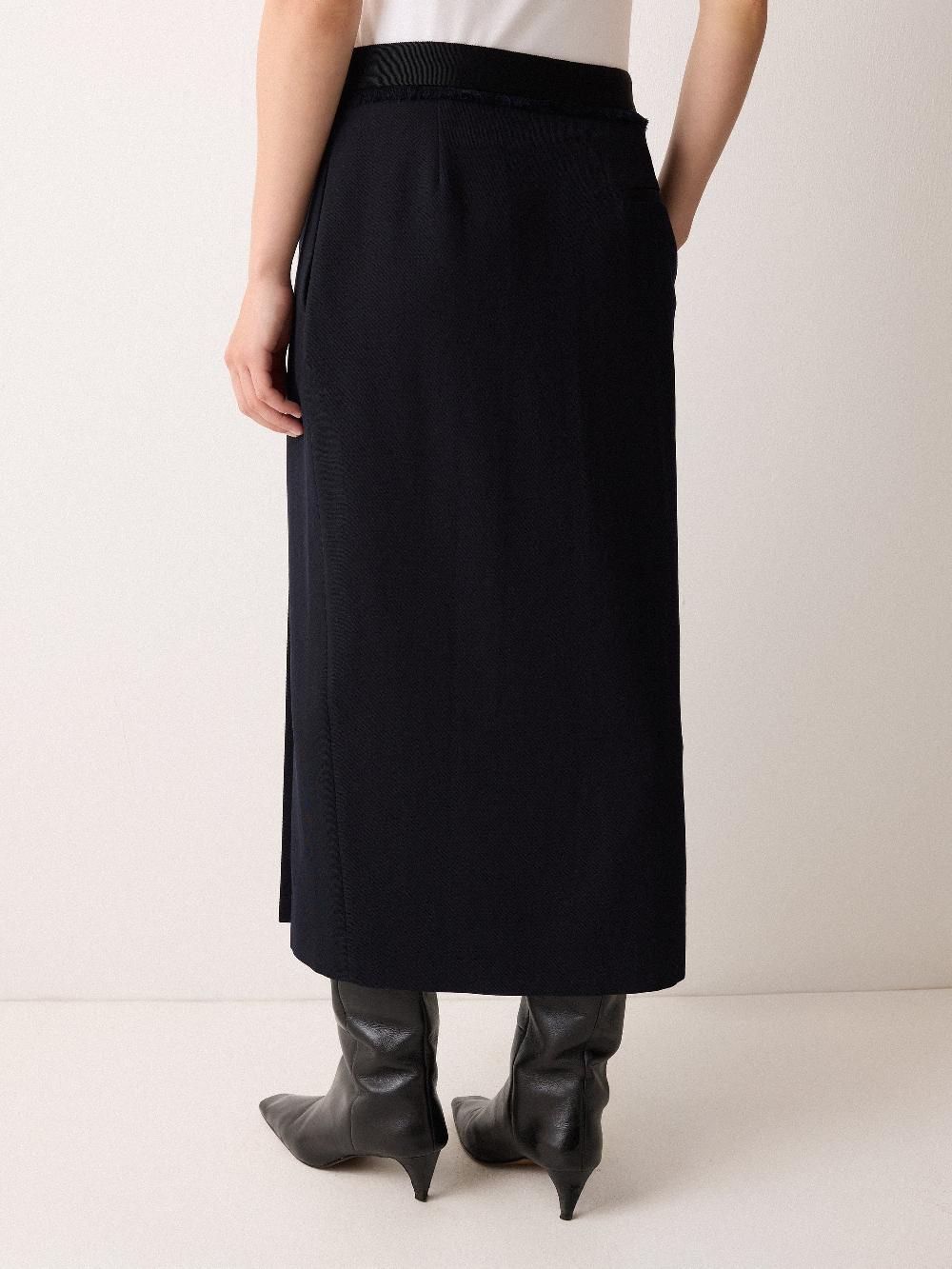 Jigsaw Grosgrain Trim Wrap Skirt Dark Navy