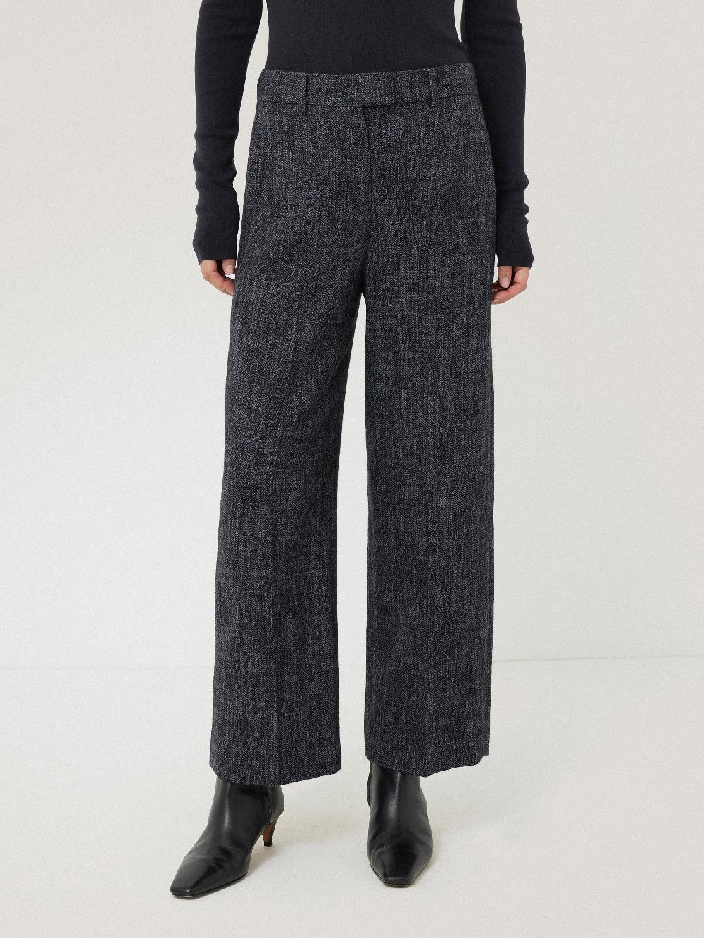 Jigsaw Hale Boucle Cropped Trousers Navy