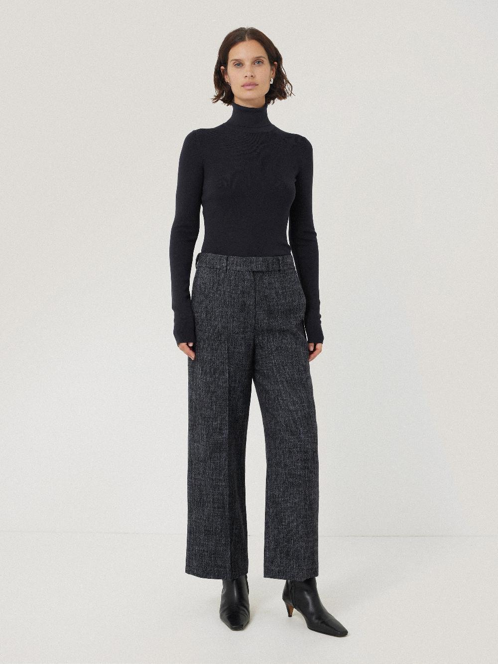 Jigsaw Hale Boucle Cropped Trousers Navy