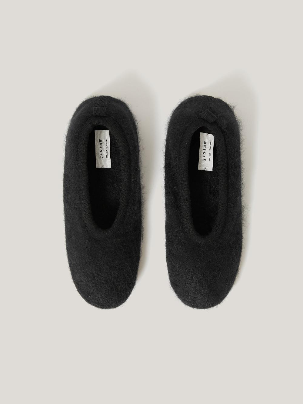 jigsaw Halo Cashmere Slipper Black
