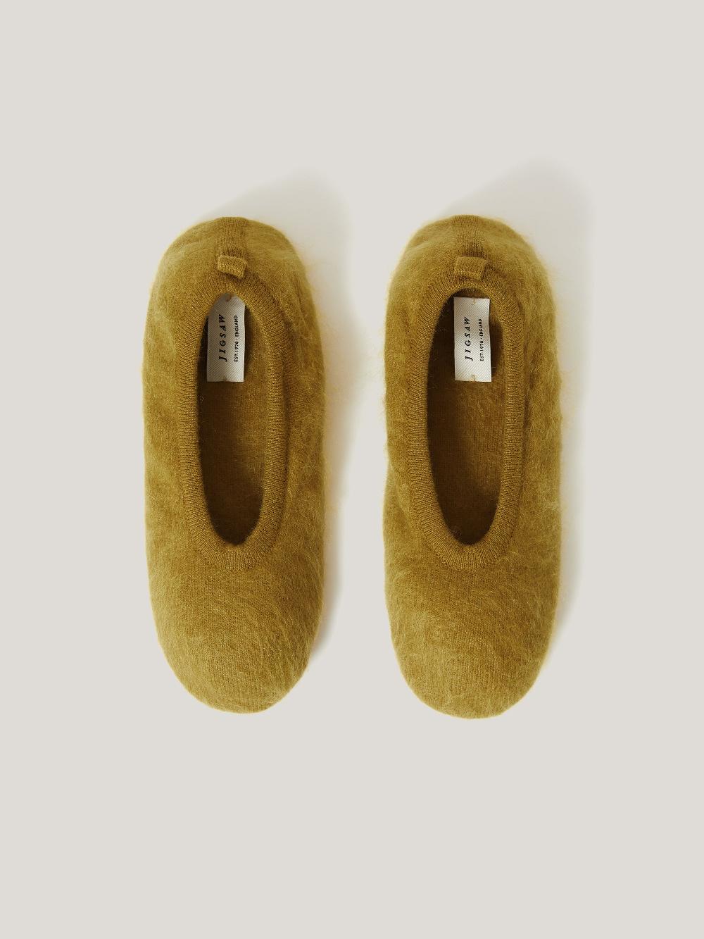 jigsaw Halo Cashmere Slipper Green