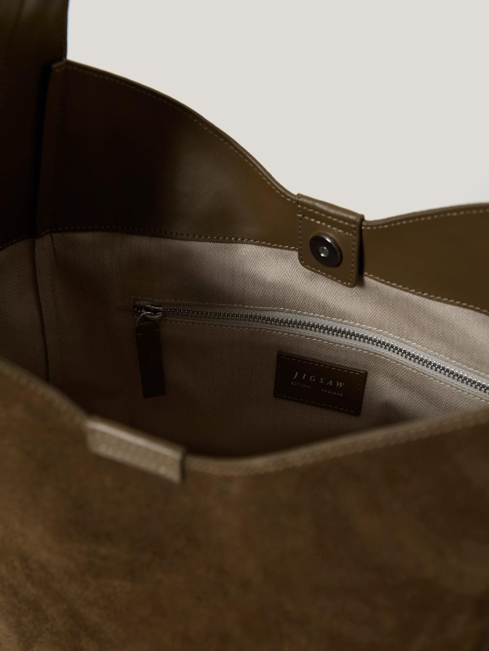 Jigsaw Heckfield Suede Tote Khaki