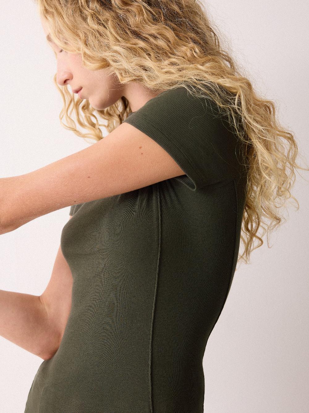 Jigsaw High Neck Seam Detail Top Khaki