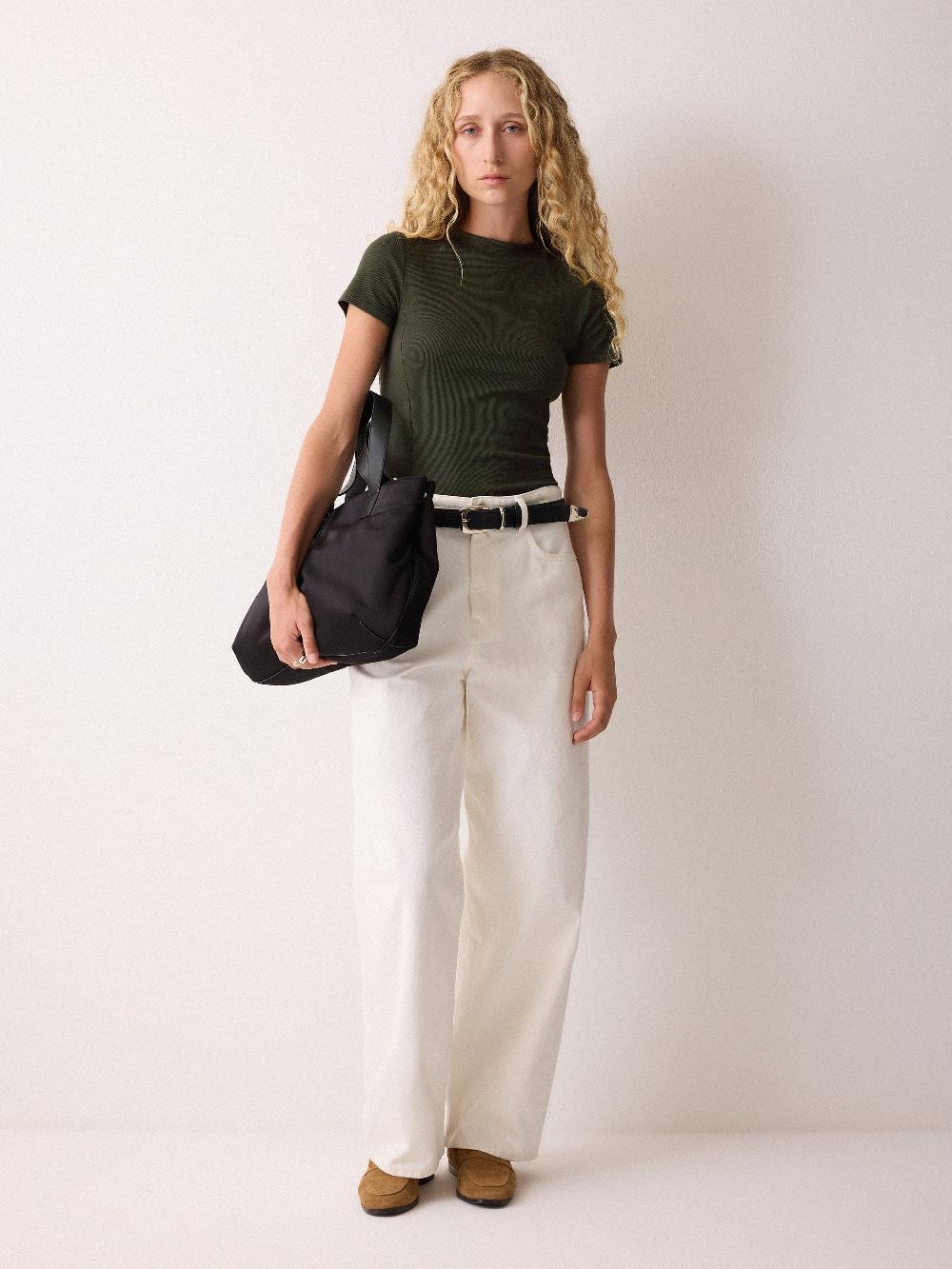 jigsaw High Neck Seam Detail Top Khaki