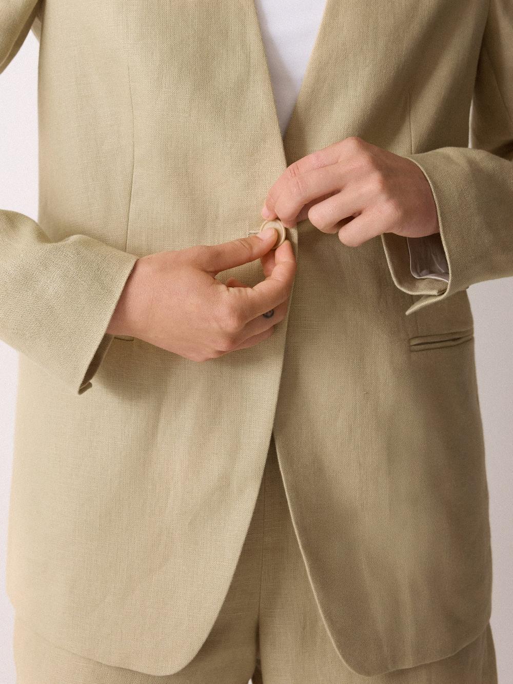 Jigsaw Irish Linen Edge-edge Blazer Sand