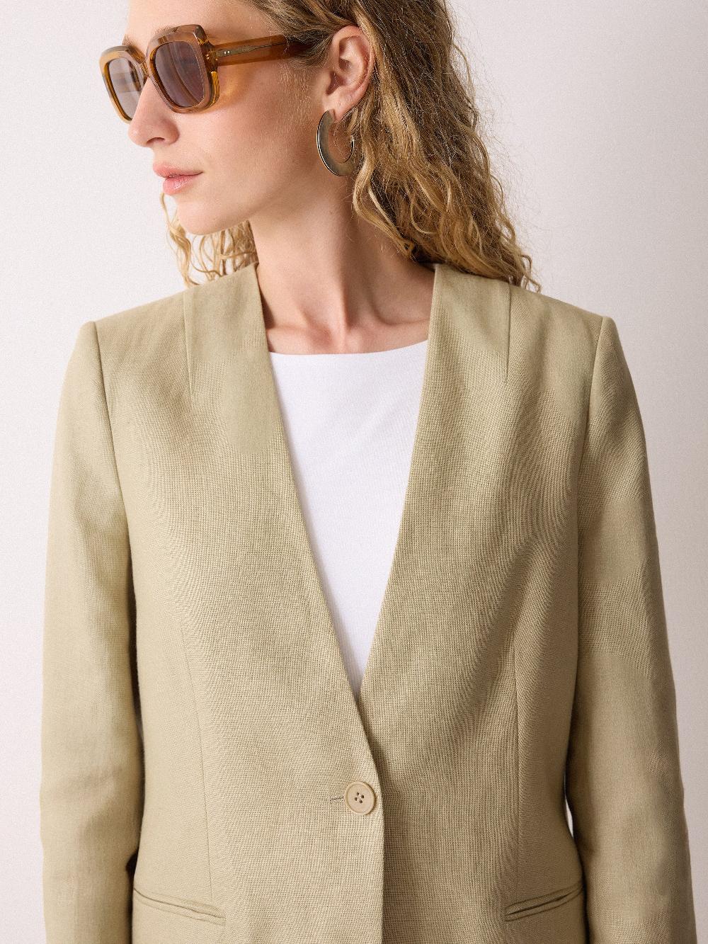 Jigsaw Irish Linen Edge-edge Blazer Sand