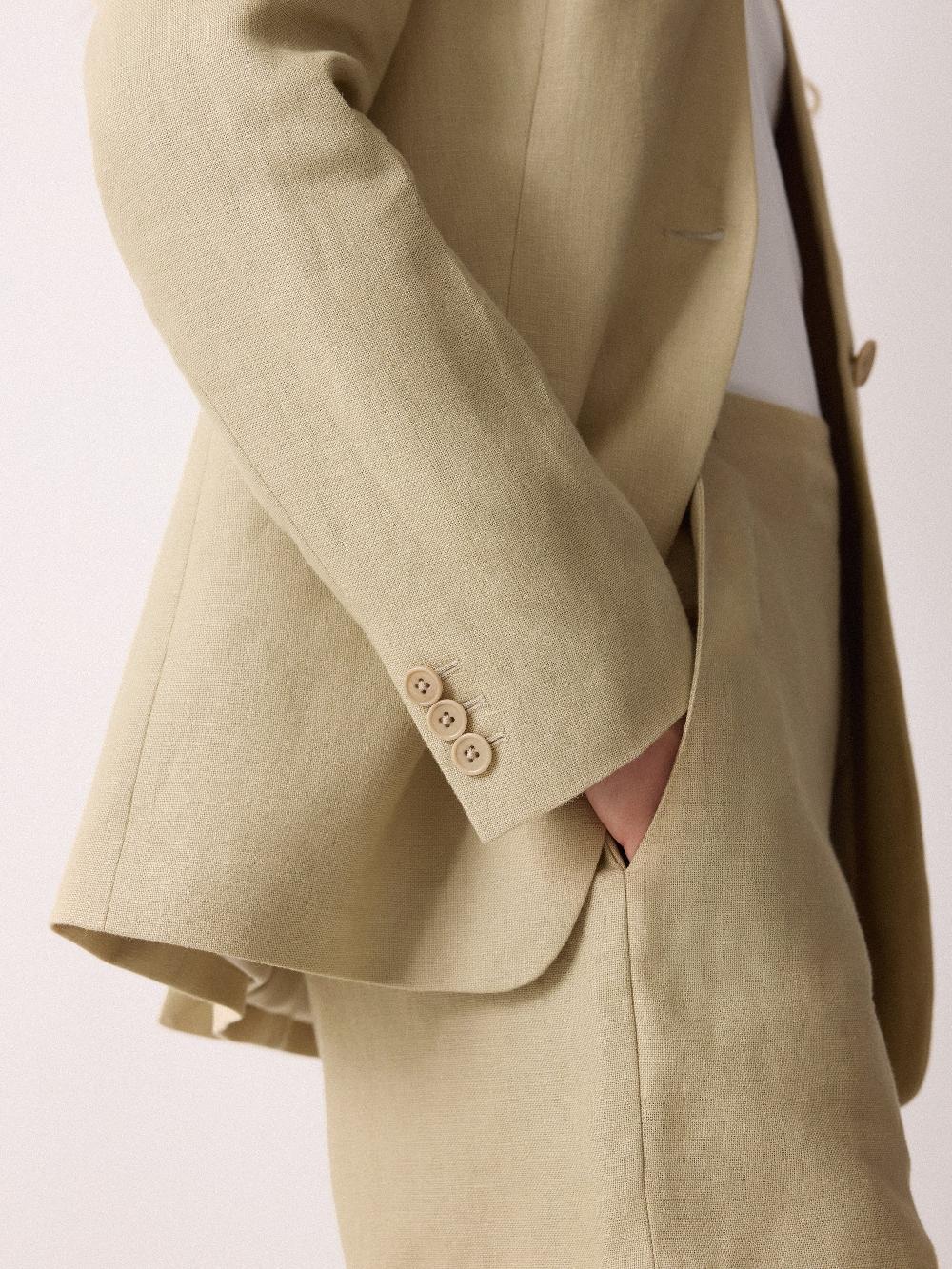 Jigsaw Irish Linen Edge-edge Blazer Sand