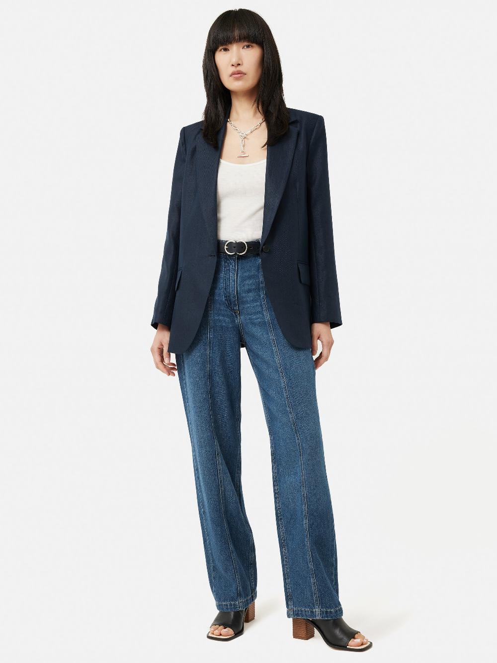 Jigsaw Irish Linen Gibson Blazer Navy