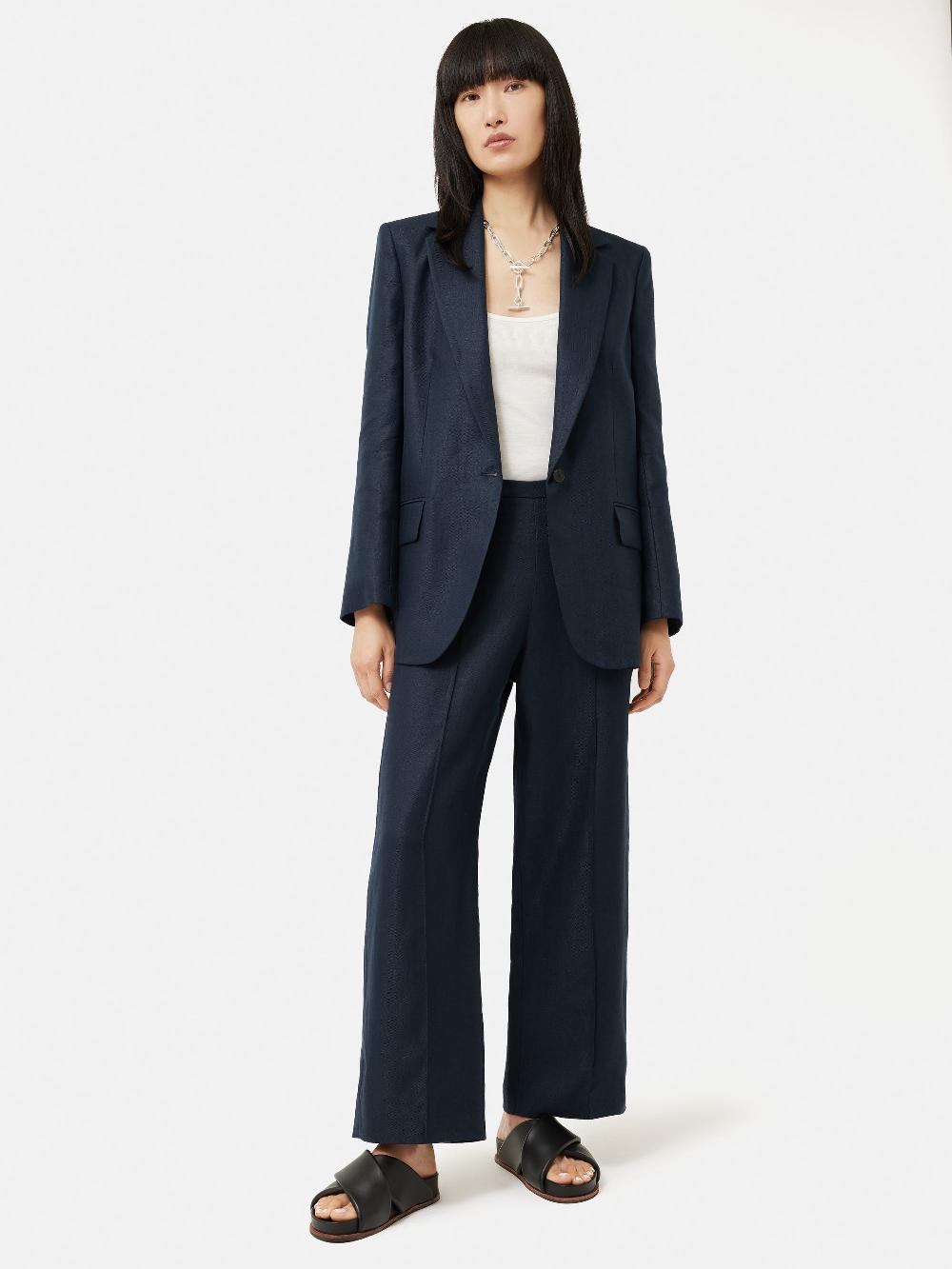 Jigsaw Irish Linen Gibson Blazer Navy