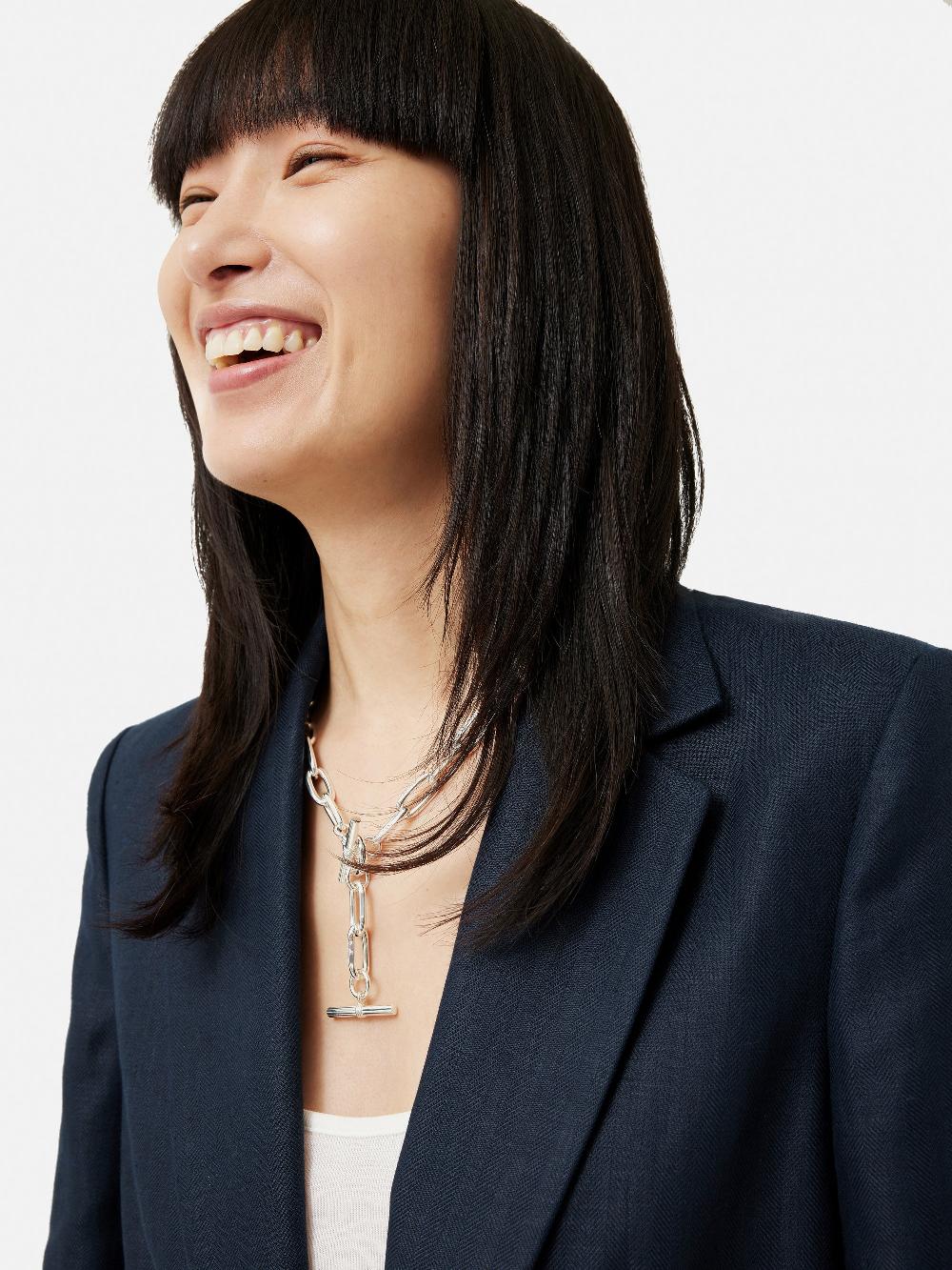 Jigsaw Irish Linen Gibson Blazer Navy