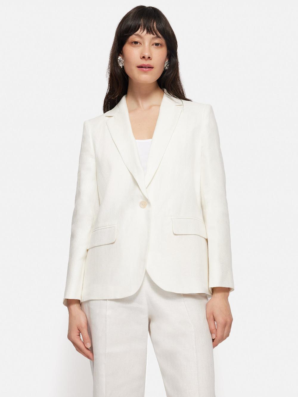jigsaw Irish Linen Herringbone Brook Jacket White
