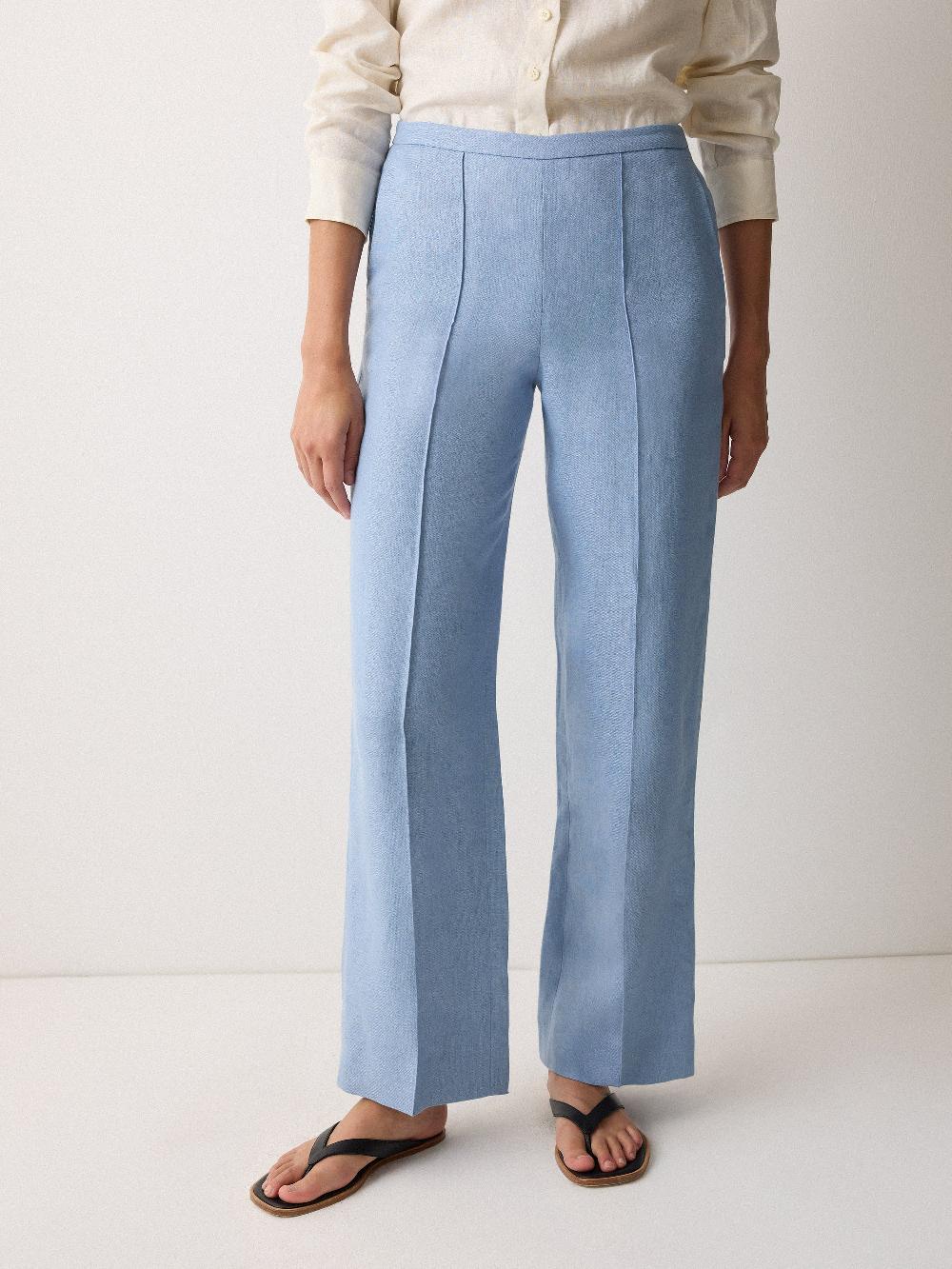 Jigsaw Irish Linen Palazzo Trouser Blue