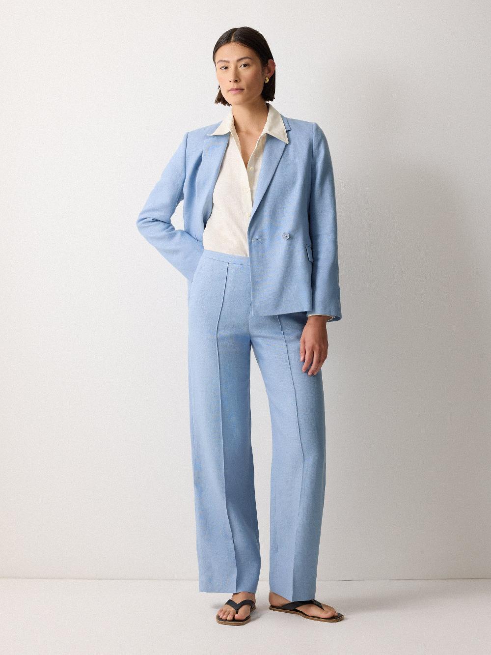 Jigsaw Irish Linen Palazzo Trouser Blue