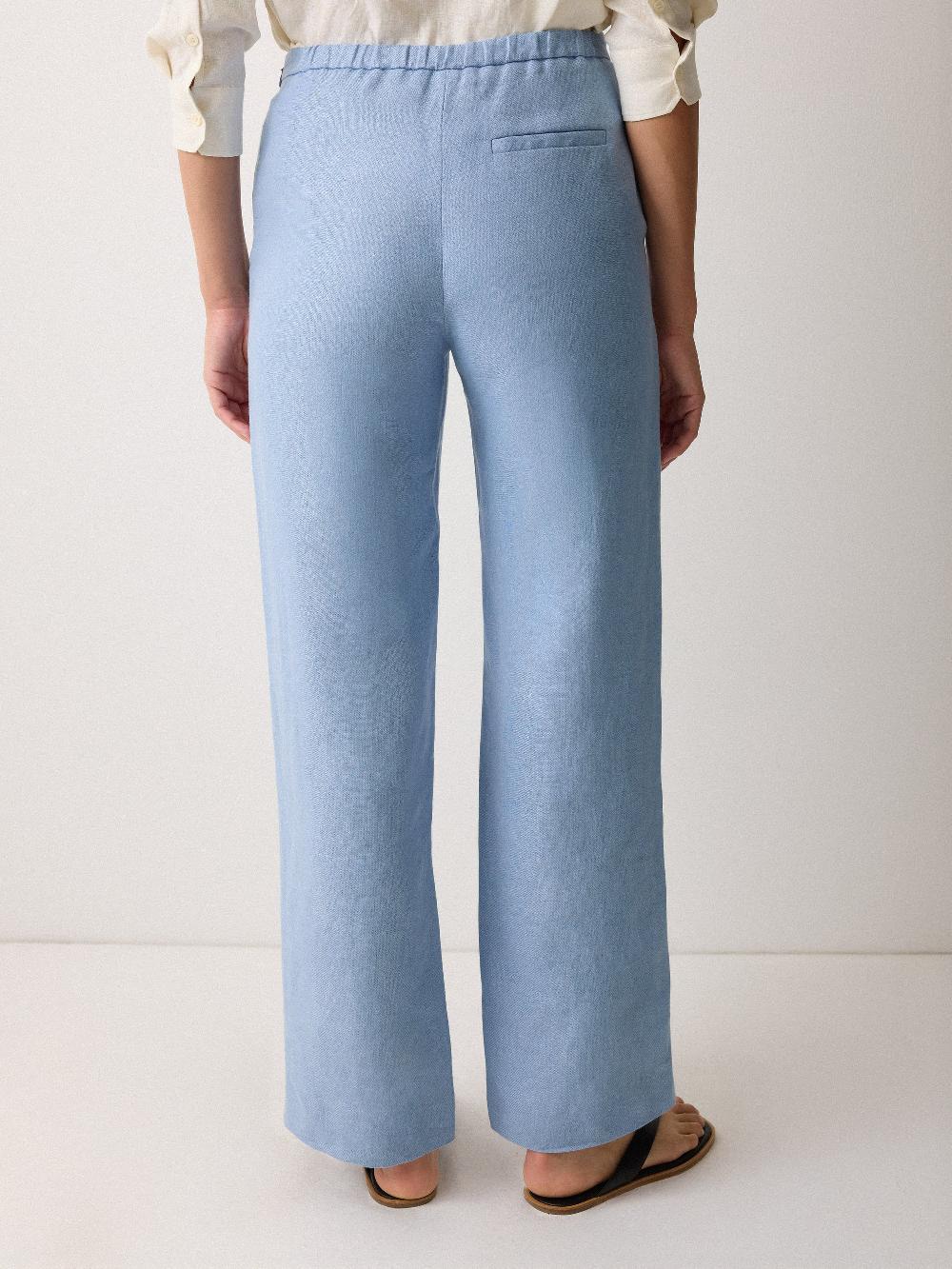 Jigsaw Irish Linen Palazzo Trouser Blue