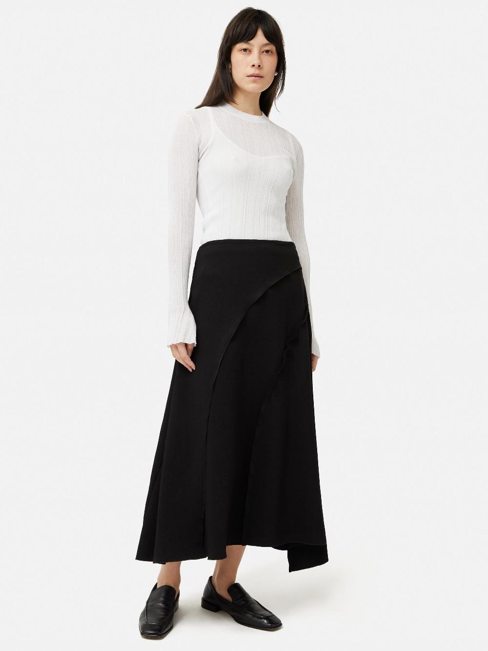 Jigsaw Irregular Plisse Crew Top White