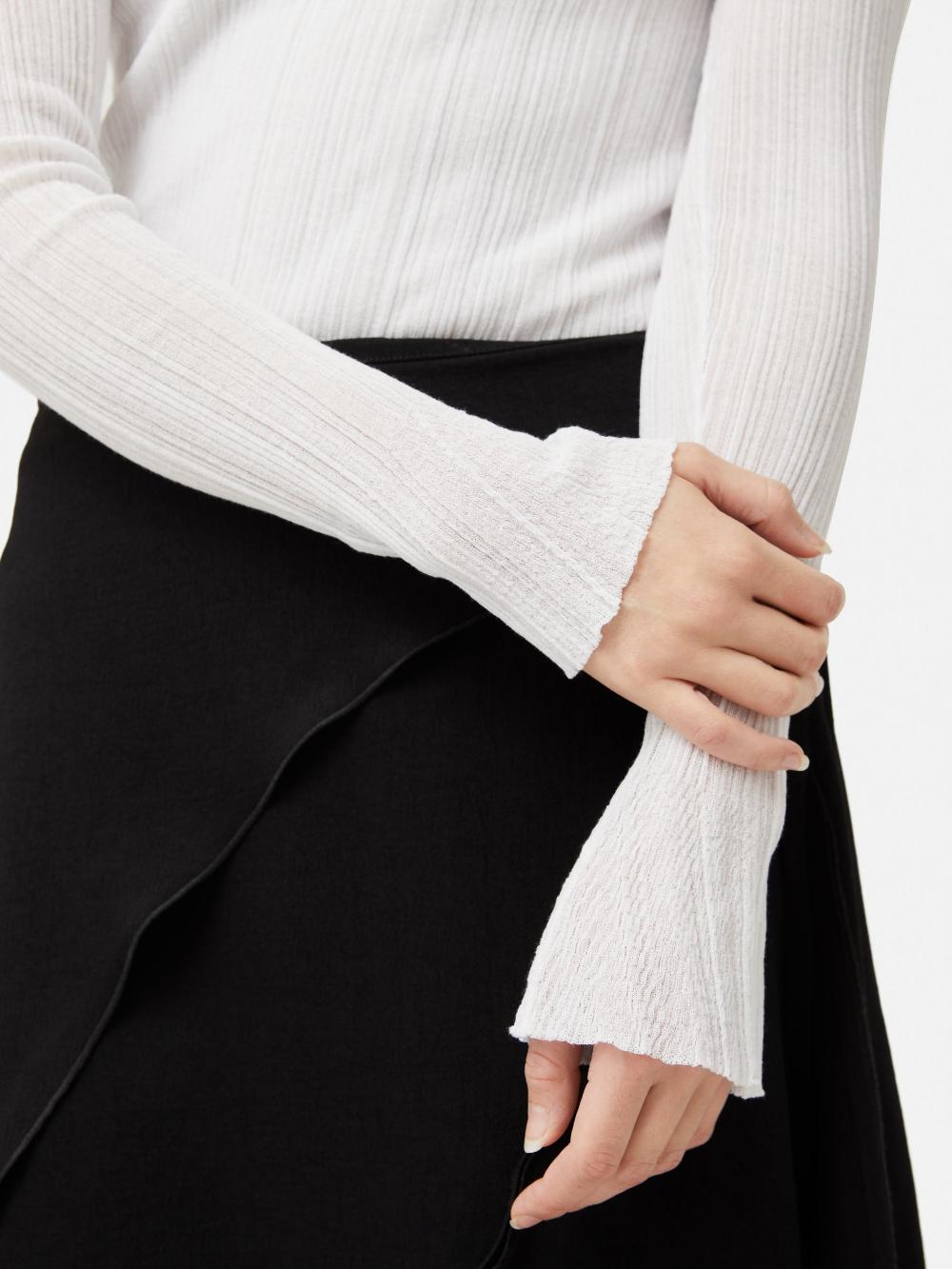 Jigsaw Irregular Plisse Crew Top White