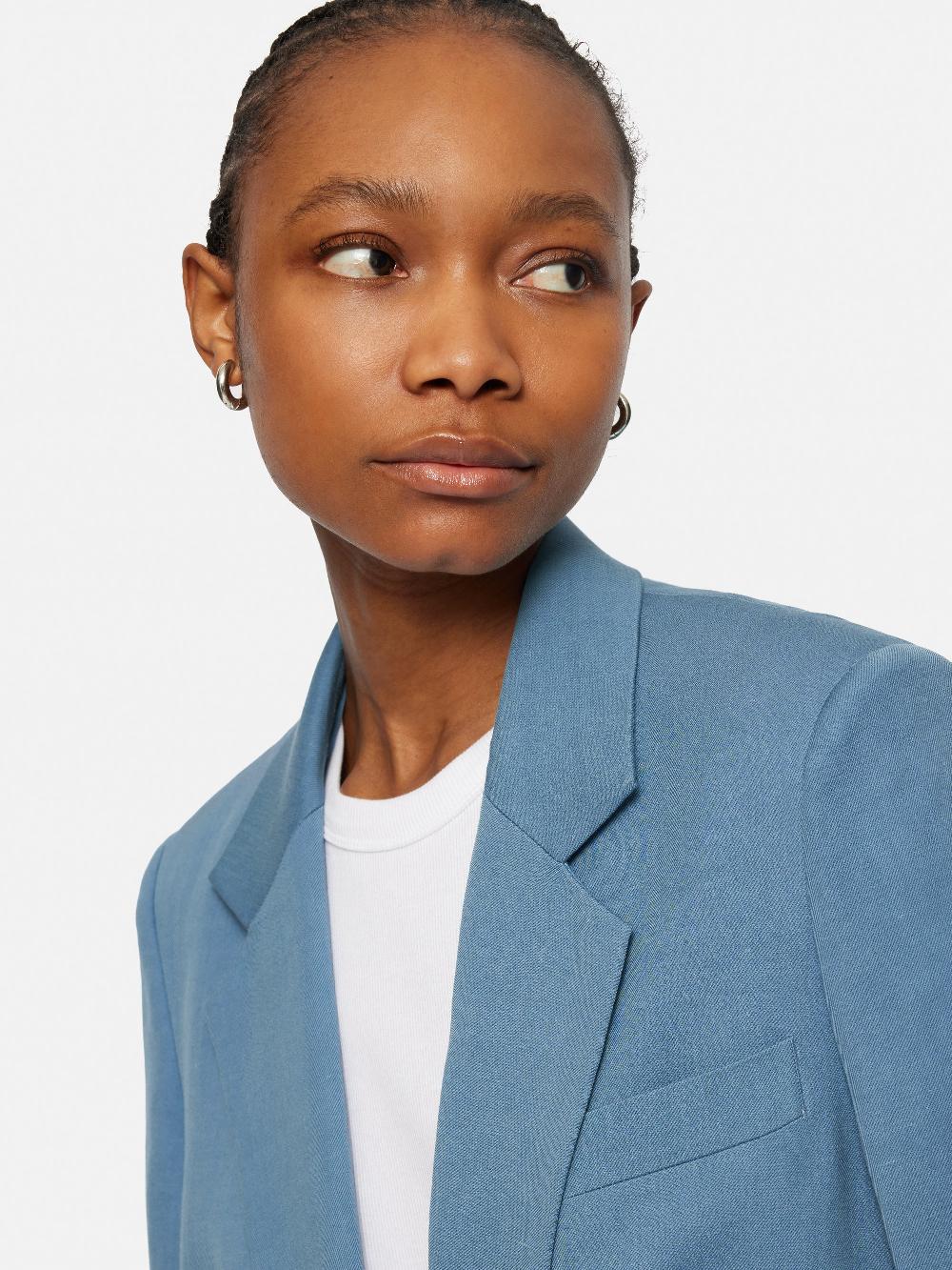 Jigsaw Italian Linen Gibson Blazer Blue