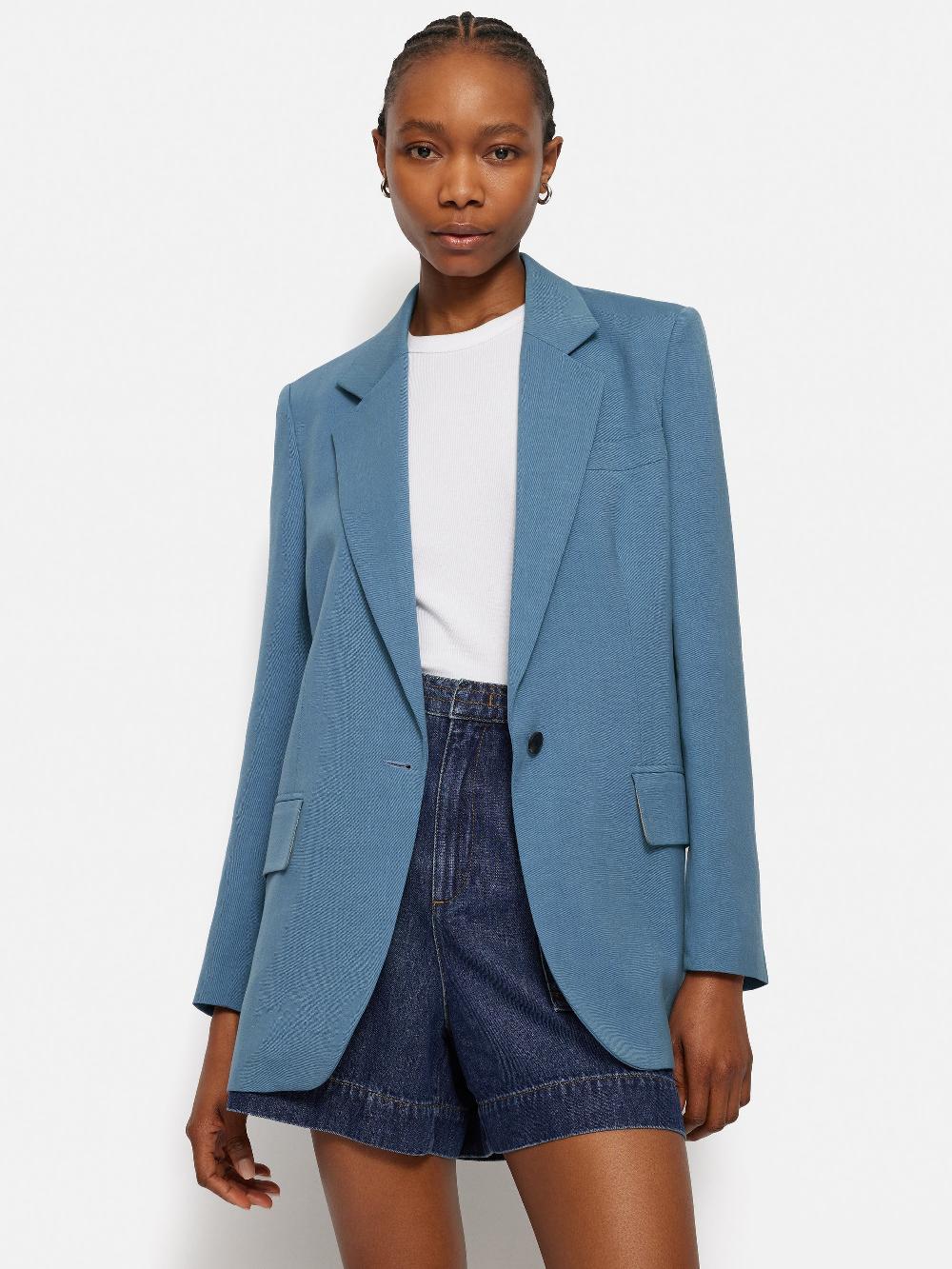 jigsaw Italian Linen Gibson Blazer Blue