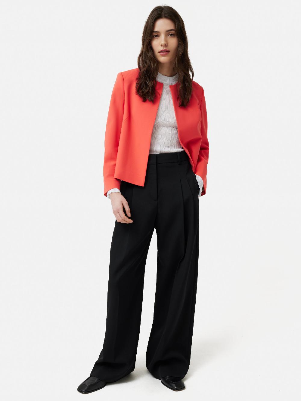 Jigsaw Italian Modern Crepe Short Jacket Coral