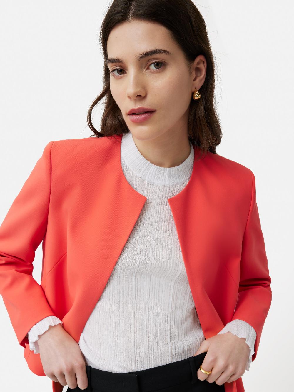 Jigsaw Italian Modern Crepe Short Jacket Coral