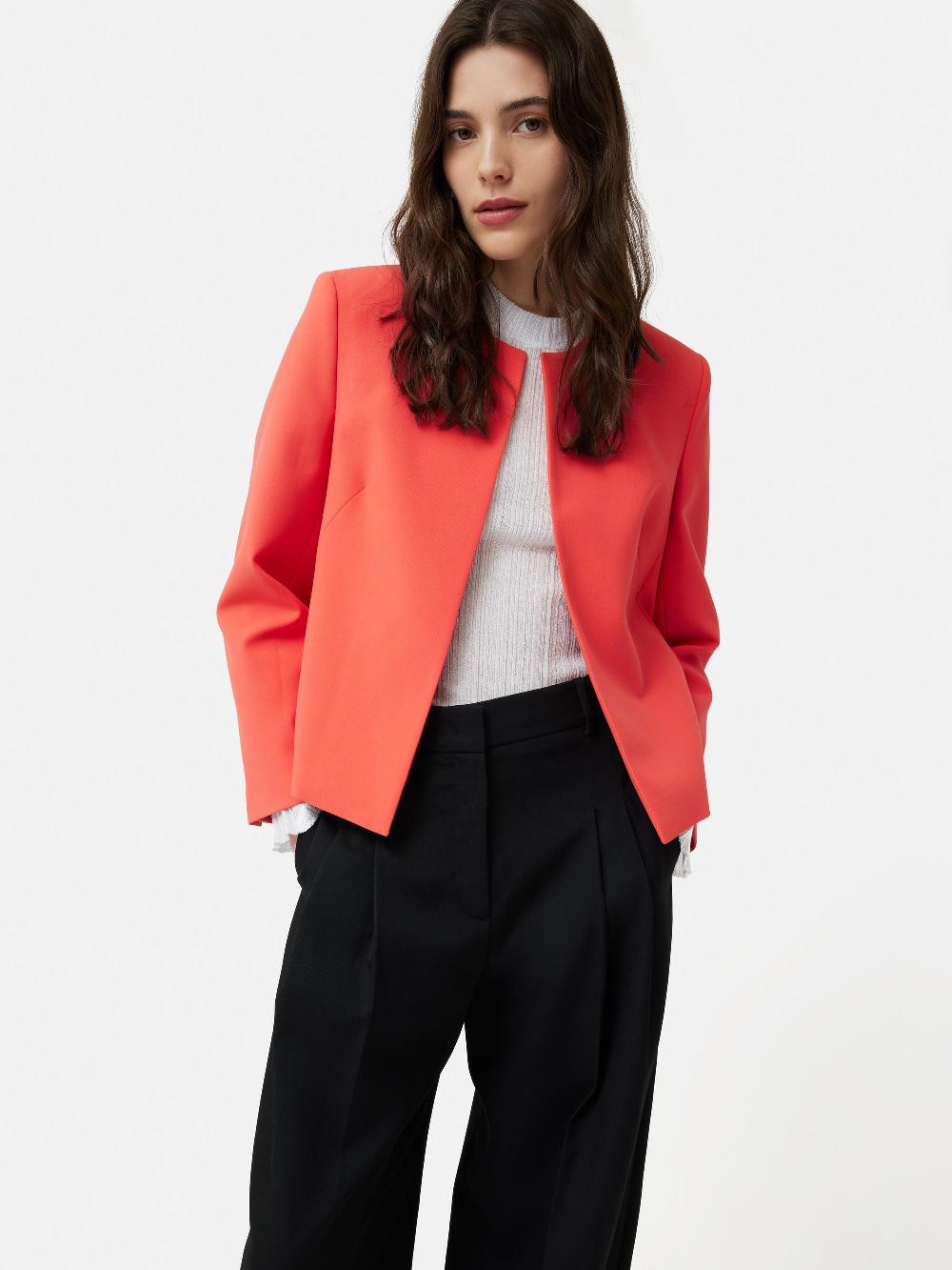 jigsaw Italian Modern Crepe Short Jacket Coral