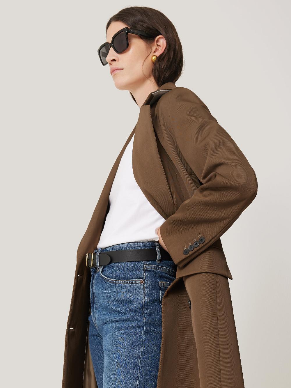 Jigsaw Italian Twill Oversized Coat Brown