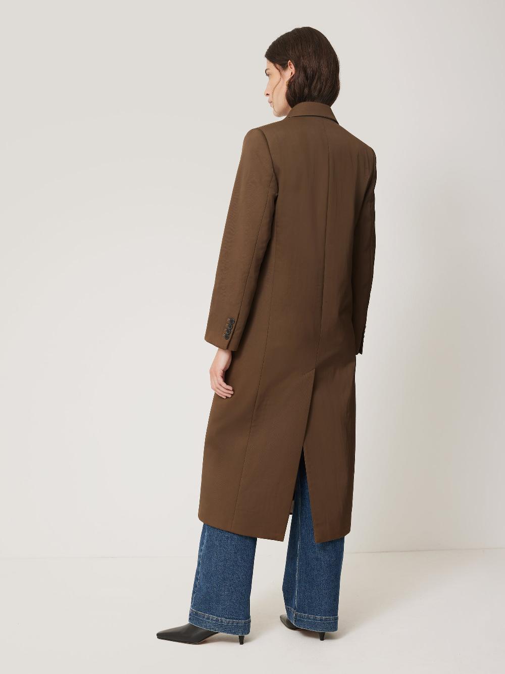 Jigsaw Italian Twill Oversized Coat Brown