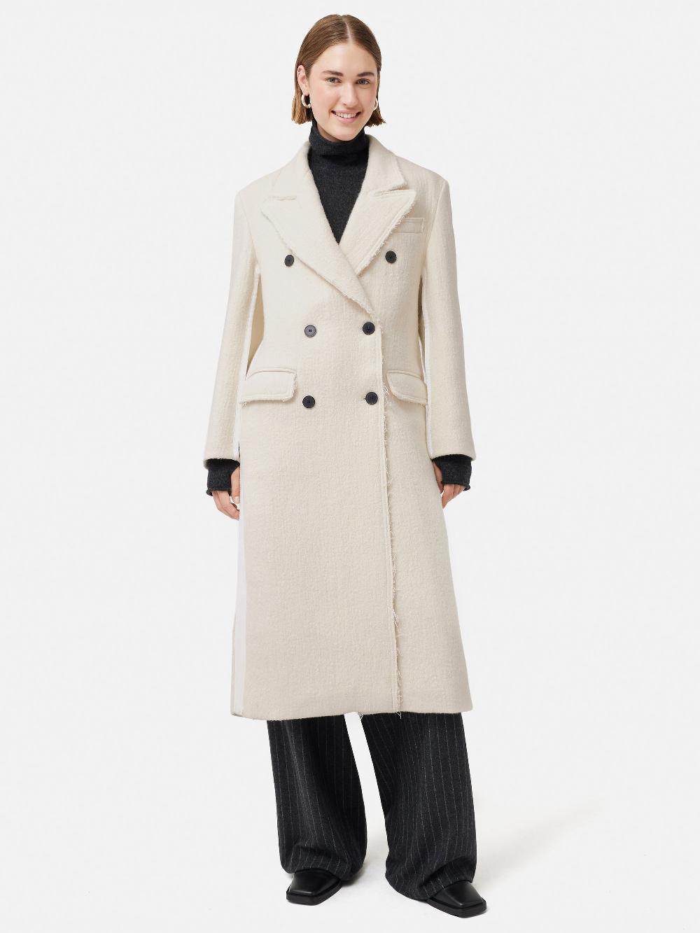 jigsaw Italian Wool Frayed Edge Coat Cream