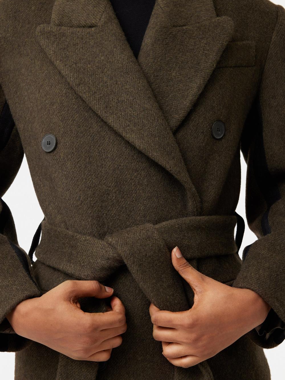 Jigsaw Italian Wool Maxi Coat Brown