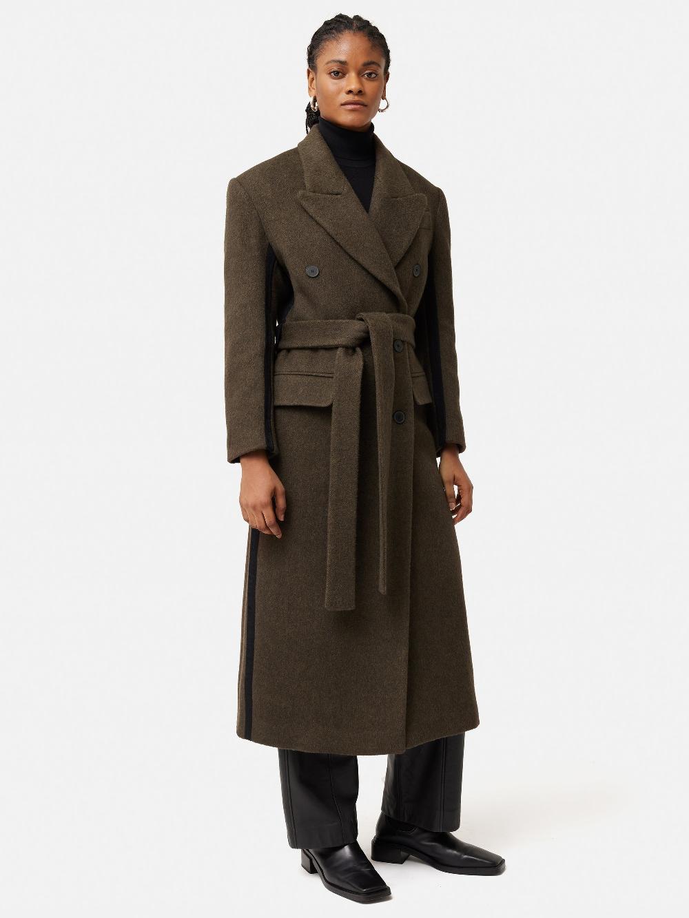 Jigsaw Italian Wool Maxi Coat Brown