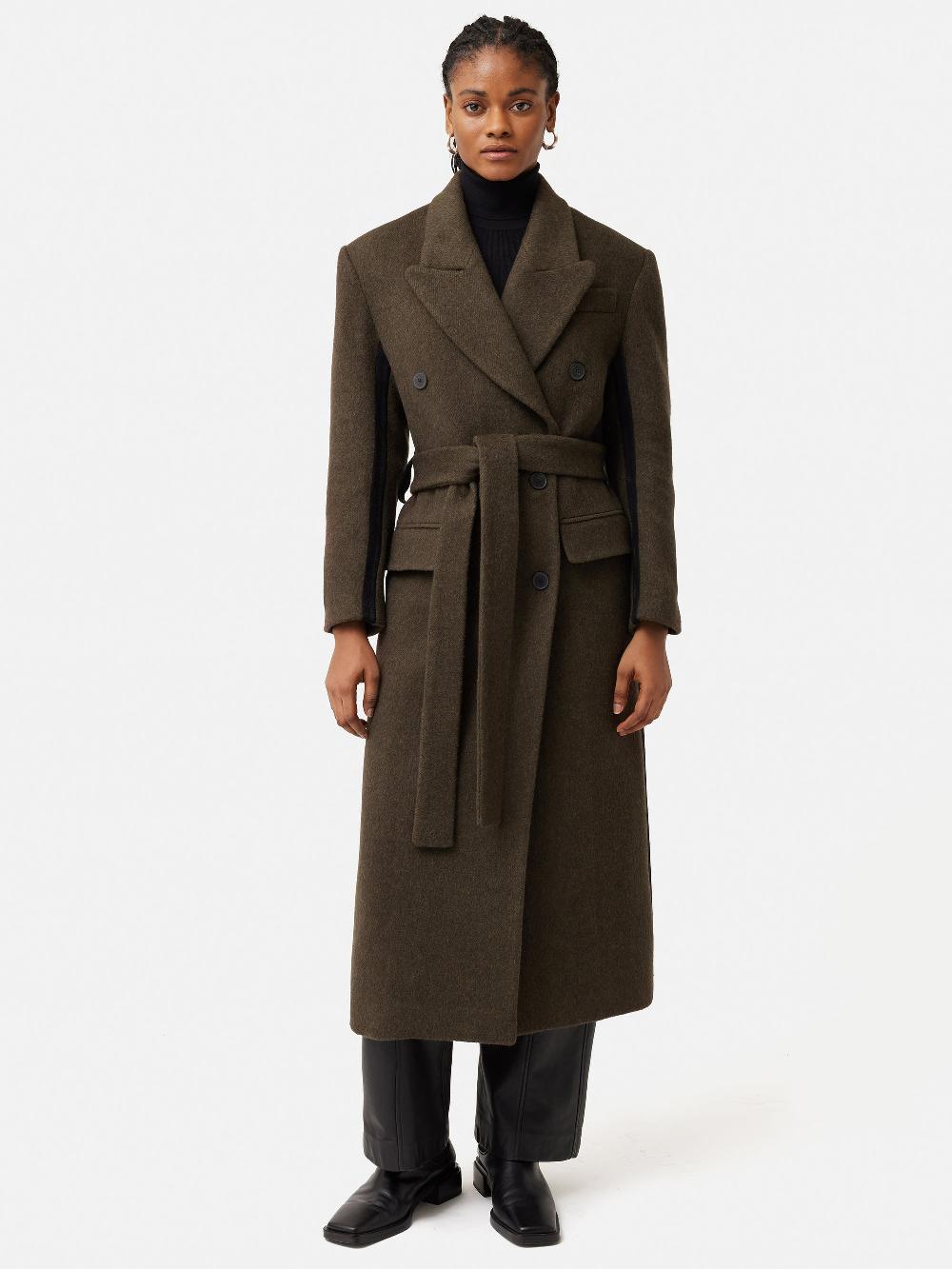 jigsaw Italian Wool Maxi Coat Brown