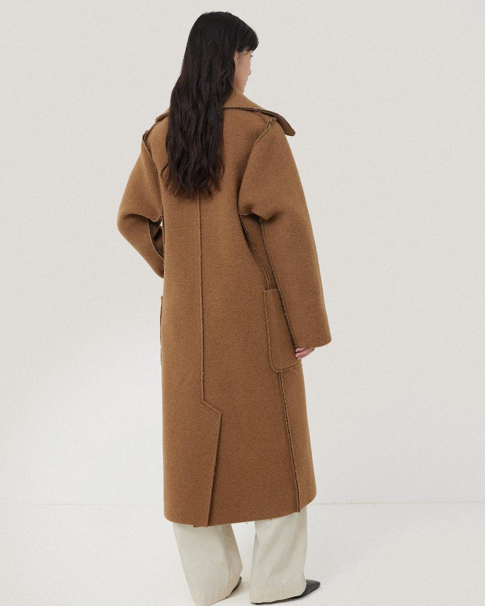 Jigsaw Italian Wool Raw Edge Coat Camel