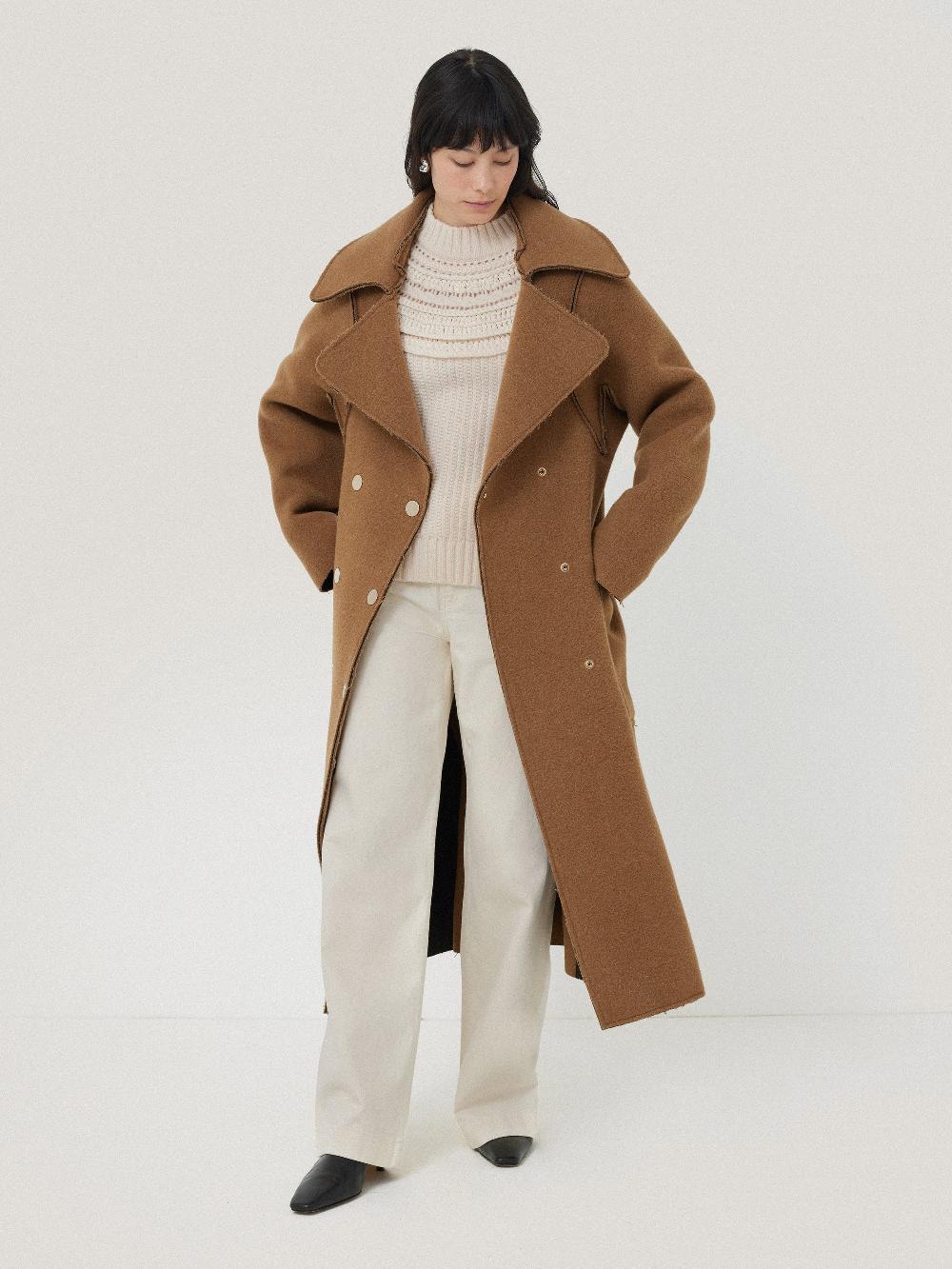 jigsaw Italian Wool Raw Edge Coat Camel