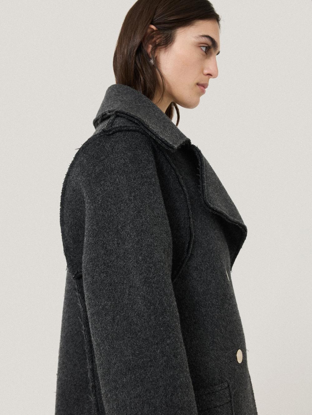 Jigsaw Italian Wool Raw Edge Coat Charcoal