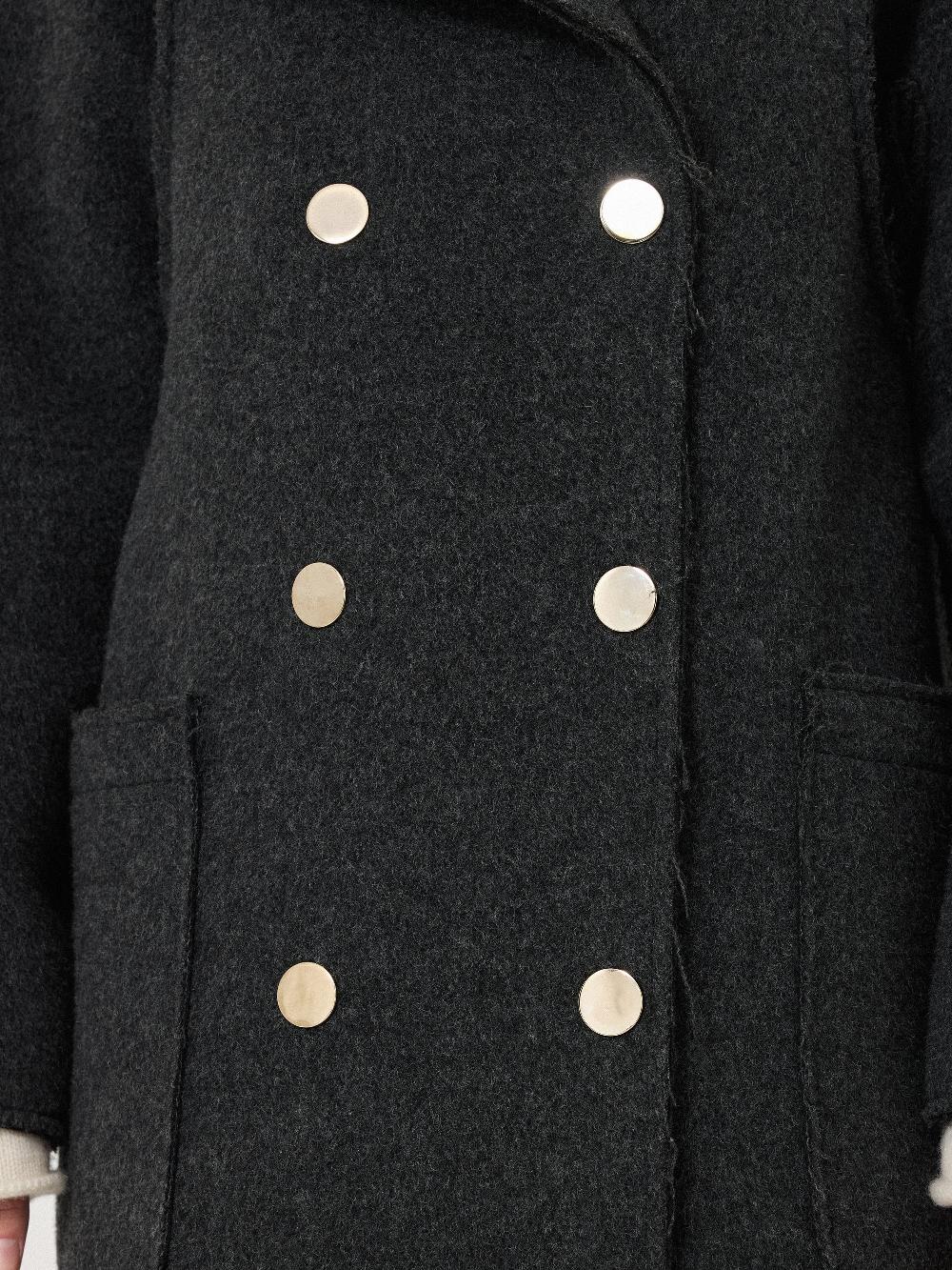 Jigsaw Italian Wool Raw Edge Coat Charcoal