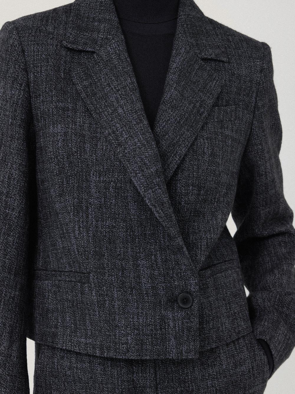 Jigsaw Kelvin Boucle Cropped Jacket Navy