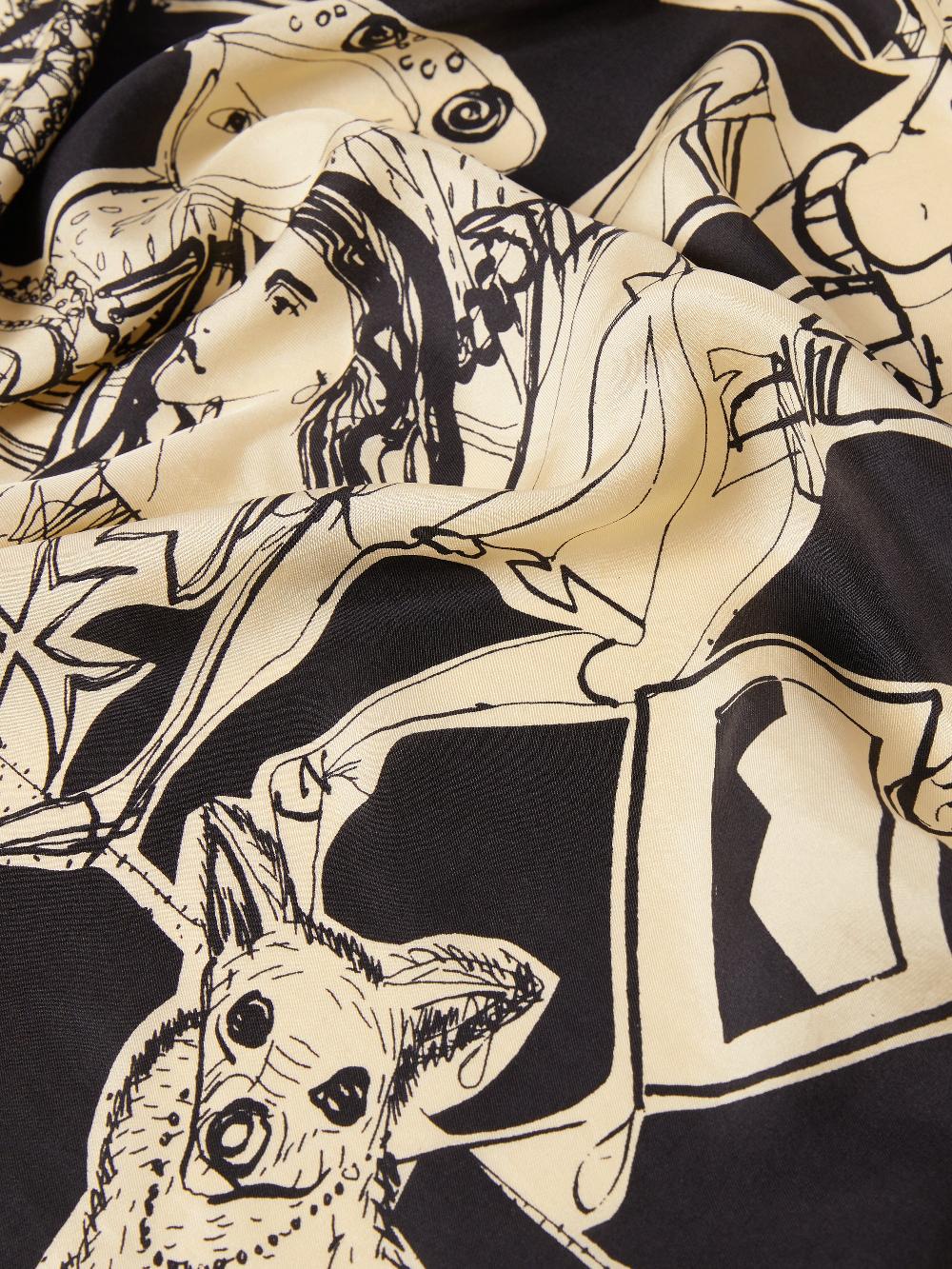 Jigsaw Kings & Queens Silk Scarf Monochrome