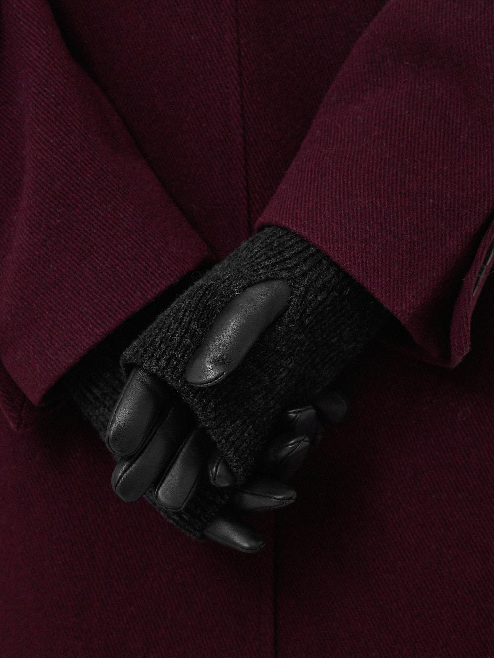 Jigsaw Knitted Leather Glove Black