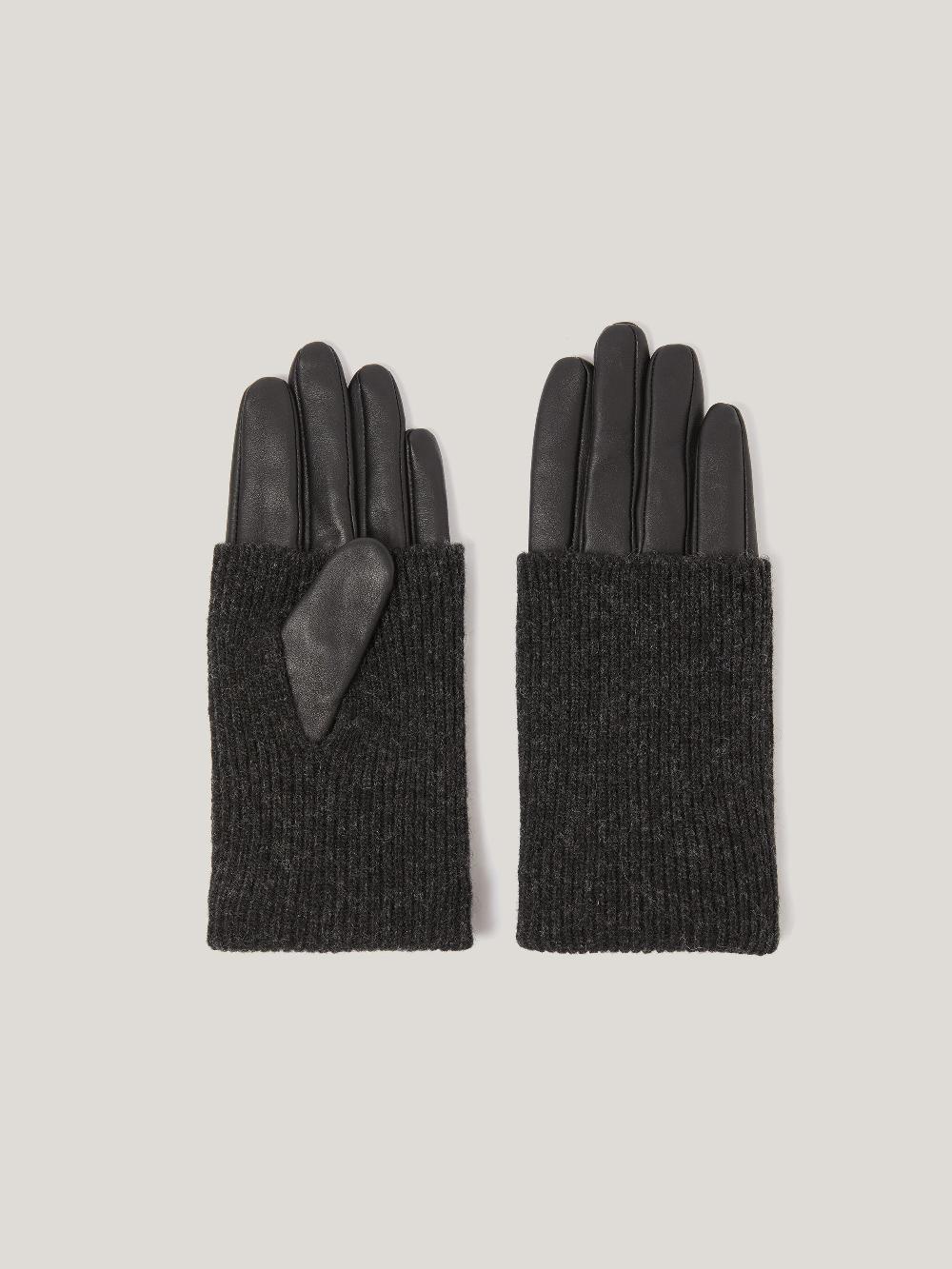 jigsaw Knitted Leather Glove Black