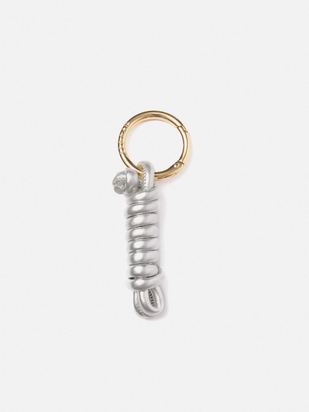jigsaw Knotted Leather Keyring Silver