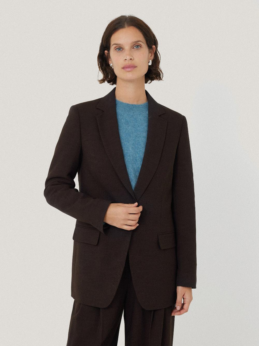 jigsaw Knox Crosshatch Blazer Brown