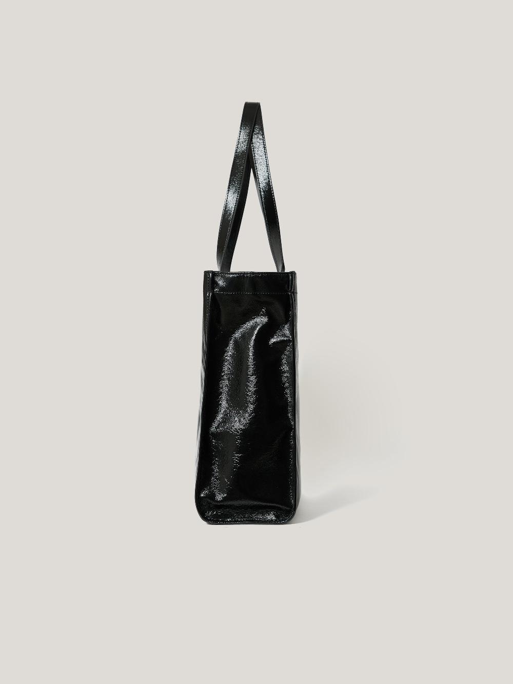 Jigsaw Large Patent Tote Bag Black
